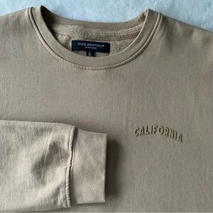 Vox Populi California Crewneck Sweatshirt Tan Size Large 3D Rubber Puff Print
